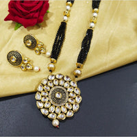 Knigght angel  Gold Plated Kundan Stone And Beads Long Necklace Set