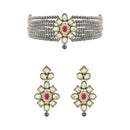 Etnico Gold Plated Traditional Choker Set Glided With Kundan & Beads For Women/Girls (K7207Gr)