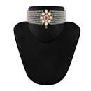 Etnico Gold Plated Traditional Choker Set Glided With Kundan & Beads For Women/Girls (K7207Gr)
