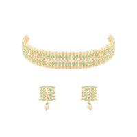 Etnico Gold Plated Traditional Kundan Pearl Choker Necklace Jewellery Set For Women And Girls (K7209) (Mint)