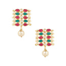 Etnico Gold Plated Traditional Peach Pearl & Kundan Studded Choker Necklace Jewellery Set For Women/Girls (K7209QG)