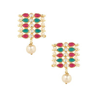Etnico Gold Plated Traditional Peach Pearl & Kundan Studded Choker Necklace Jewellery Set For Women/Girls (K7209QG)
