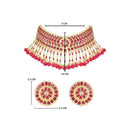 Etnico Gold Plated Traditional Kundan & Pearl Studded Choker Necklace Set For Women/Girls (K7210) (Full Rani Pink)