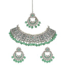 Etnico Gold Plated Traditional Pearl Kundan Studded Choker Jewellery Necklace Set with Maang Tikka for Women (K7217Min)