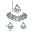 Etnico Gold Plated Traditional Pearl Kundan Studded Choker Jewellery Necklace Set with Maang Tikka for Women (K7217Min)