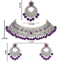 Etnico Gold Plated Traditional Pearl Kundan Studded Choker Jewellery Necklace Set with Maang Tikka for Women (K7218Pu)
