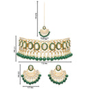 Etnico Gold Plated Traditional Kundan & Pearl Choker Necklace Set Gift for Women & Girls(K7228G)