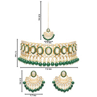 Etnico Gold Plated Traditional Kundan & Pearl Choker Necklace Set Gift for Women & Girls(K7228G)
