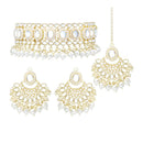 Etnico Gold Plated Traditional Kundan Choker Necklace Set Gift for Women & Girls(K7228W)