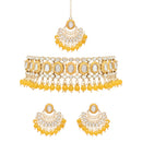 Etnico Gold Plated Traditional Kundan & Pearls Choker Necklace Set Gift for Women & Girls(K7228Y)