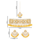 Etnico Gold Plated Traditional Kundan & Pearls Choker Necklace Set Gift for Women & Girls(K7228Y)