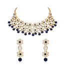 Etnico Gold Plated Traditional Kundan Choker Necklace & Earring Ethnic Jewellery Set Gift for Women & Girls(K7229Bl)