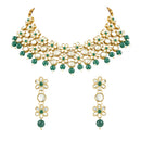 Etnico Gold Plated Traditional Kundan & Pearls Choker Necklace & Earring Ethnic Jewellery Set for Women & Girls(K7229G)