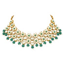 Etnico Gold Plated Traditional Kundan & Pearls Choker Necklace & Earring Ethnic Jewellery Set for Women & Girls(K7229G)