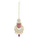 Etnico Gold Plated Traditional Pearl Kundan & Stone Studded Jewellery Necklace Set with Maang Tikka for Women (K7234Pu)