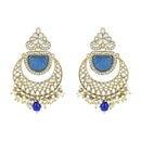 Etnico Gold Plated Traditional Pearl Kundan & Stone Studded Jewellery Necklace Set with Maang Tikka for Women (K7235) (Blue)