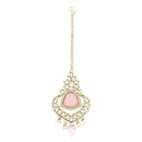Etnico Gold Plated Traditional Pearl Kundan & Stone Studded Jewellery Necklace Set with Maang Tikka for Women (K7236Pi)