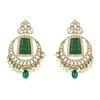 Etnico Gold Plated Traditional Pearl Kundan & Stone Studded Jewellery Necklace Set with Maang Tikka for Women (K7237G)
