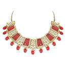 Etnico Gold Plated Traditional Pearl Kundan & Stone Studded Jewellery Necklace Set with Maang Tikka for Women (K7237R)
