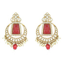 Etnico Gold Plated Traditional Pearl Kundan & Stone Studded Jewellery Necklace Set with Maang Tikka for Women (K7237R)