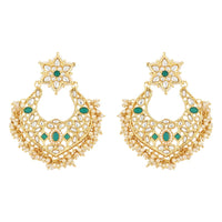 Etnico Gold Plated Traditional Handcrafted Stone Studded Pearl Choker Necklace Jewellery Set With Earrings & Finger ring For Women And Girls (K7243G)