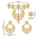Etnico Gold Plated Traditional Stone Handcrafted Pearl Hanging Floral Choker Necklace Jewellery With Earrings & Finger ring Set For Women/Girls (K7243Pu)