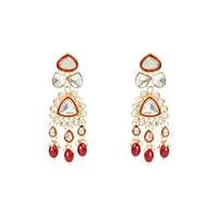 Etnico Gold Plated Traditional Pearl Kundan Necklace Jewellery Set With Earring Maang Tikka Set For Women And Girls (K7248M)