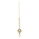 Etnico Gold Plated Traditional Pearl Kundan Studded Floral Necklace With Earring Maang Tikka Set For Women & Girls (K7249G)