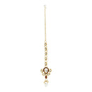 Etnico Gold Plated Traditional Pearl Kundan Studded Floral Necklace With Earring Maang Tikka Set For Women And Girls (K7249M)
