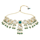 Etnico Gold Plated Traditional Pearl Kundan & Dazzling Stone Studded Jewellery Necklace Set for Women (K7250WG)