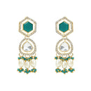 Etnico Gold Plated Traditional Pearl Kundan & Dazzling Stone Studded Jewellery Necklace Set for Women (K7250WG)