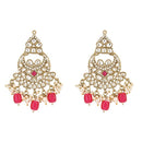 Etnico Gold Plated Traditional Kundan Pearl Hanging Choker Necklace Jewellery Set With Earrings & Maang Tikka For Women & Girls (K7252Pi)