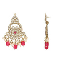 Etnico Gold Plated Traditional Kundan Pearl Hanging Choker Necklace Jewellery Set With Earrings & Maang Tikka For Women & Girls (K7252Pi)