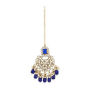 Etnico Gold Plated Traditional Pearl Kundan Choker Jewellery Necklace Set with Maang Tikka for Women And Girls (K7254Bl)