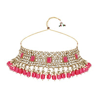 Etnico Gold Plated Traditional Pearl Kundan Choker Jewellery Necklace Set with Maang Tikka for Women And Girls (K7254Q)