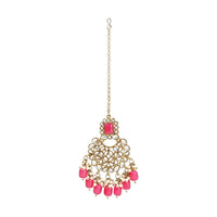 Etnico Gold Plated Traditional Pearl Kundan Choker Jewellery Necklace Set with Maang Tikka for Women And Girls (K7254Q)