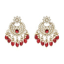 Etnico Gold Plated Traditional Kundan Pearl Hanging Choker Necklace Jewellery Set With Earrings & Maang Tikka For Women And Girls (K7255M)
