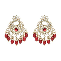 Etnico Gold Plated Traditional Kundan Pearl Hanging Choker Necklace Jewellery Set With Earrings & Maang Tikka For Women And Girls (K7255M)