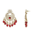 Etnico Gold Plated Traditional Kundan Pearl Hanging Choker Necklace Jewellery Set With Earrings & Maang Tikka For Women And Girls (K7255M)