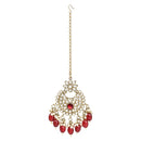 Etnico Gold Plated Traditional Kundan Pearl Hanging Choker Necklace Jewellery Set With Earrings & Maang Tikka For Women And Girls (K7255M)