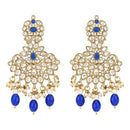 Etnico Gold Plated Traditional Kundan Pearl Drop Bridal Choker Necklace With Earrings & Maang Tikka Jewellery Set For Women/Girls (K7257Bl)