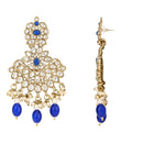 Etnico Gold Plated Traditional Kundan Pearl Drop Bridal Choker Necklace With Earrings & Maang Tikka Jewellery Set For Women/Girls (K7257Bl)