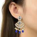 Etnico Gold Plated Traditional Kundan Pearl Drop Bridal Choker Necklace With Earrings & Maang Tikka Jewellery Set For Women/Girls (K7257Bl)