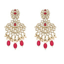Etnico Gold Plated Traditional Kundan Pearl Drop Bridal Choker Necklace With Earrings & Maang Tikka Jewellery Set For Women/Girls (K7257Q)
