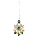 Etnico Gold Plated Traditional Kundan Pearl Drop Bridal Choker Necklace With Earrings & Maang Tikka Jewellery Set For Women/Girls (K7258G)
