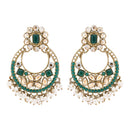 Etnico Gold Plated Traditional Floral Kundan & Pearl Choker Necklace Jewellery Earrings & Maang tikka Set For Women (Green)
