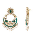 Etnico Gold Plated Traditional Floral Kundan & Pearl Choker Necklace Jewellery Earrings & Maang tikka Set For Women (Green)