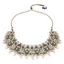 Etnico Gold Plated Traditional Kundan & Pearl Choker Necklace Jewellery Earrings & Maang tikka Set For Women (K7305G)