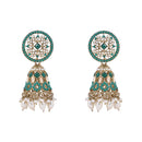 Etnico Gold Plated Traditional Kundan & Pearl Choker Necklace Jewellery Earrings & Maang tikka Set For Women (K7305G)