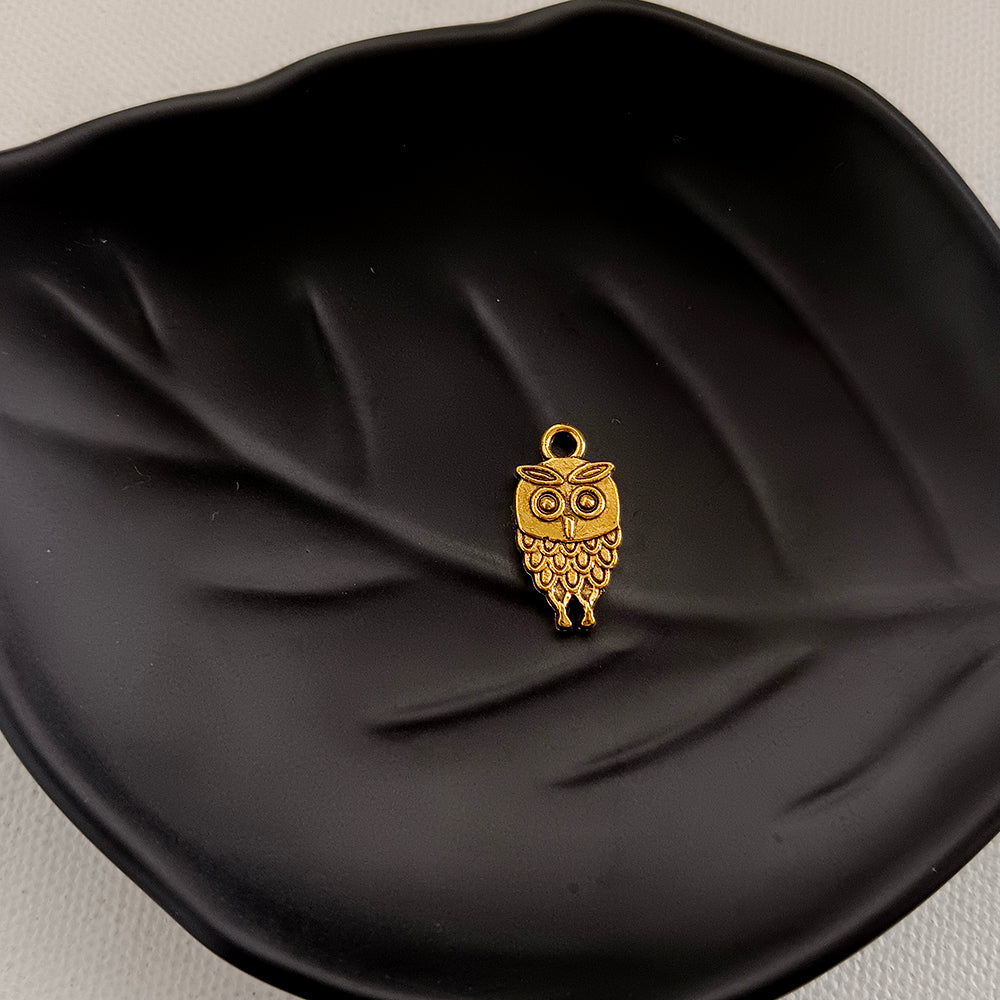 Kriaa Gold Oxidised Owl Charms Pendants DIY for Necklace Bracelet Jewelry Making and Crafting